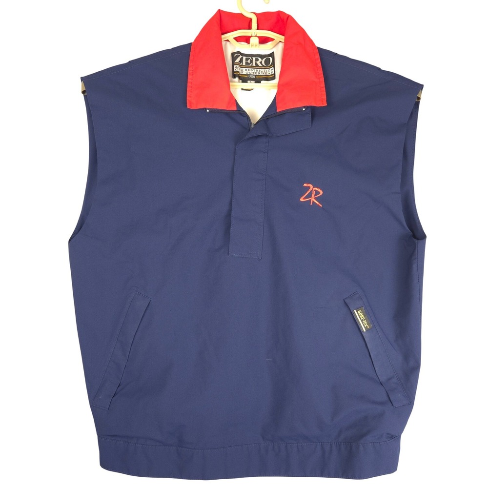 Zero Restriction‎ Gore-Tex Golf Vest Mens Large Navy Blue Red Trim Pullover ZR